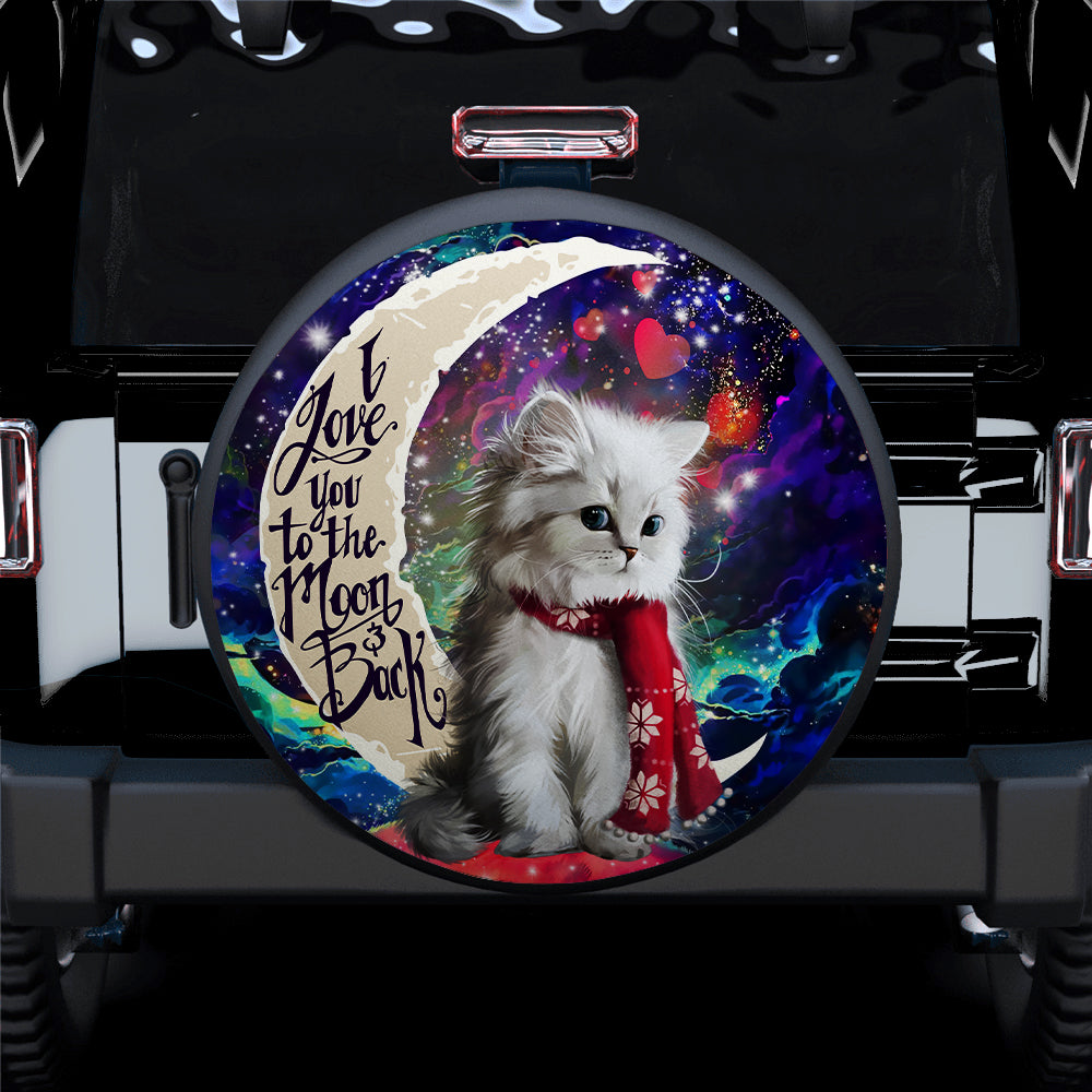 White Kitten Love You To The Moon Galaxy Car Spare Tire Covers Gift For Campers Nearkii