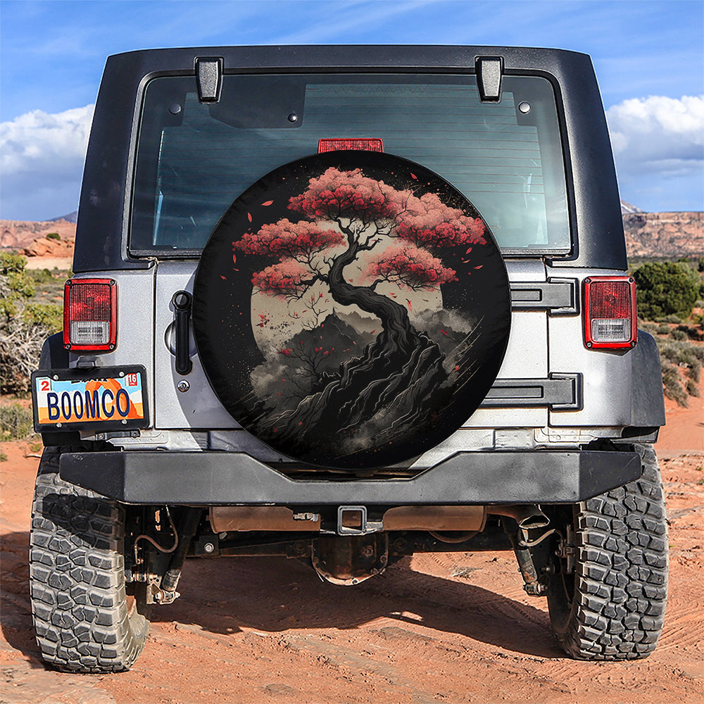 Cherry Blossoms Bonsai Tree Japanese Style Car Spare Tire Covers Gift For Campers Nearkii