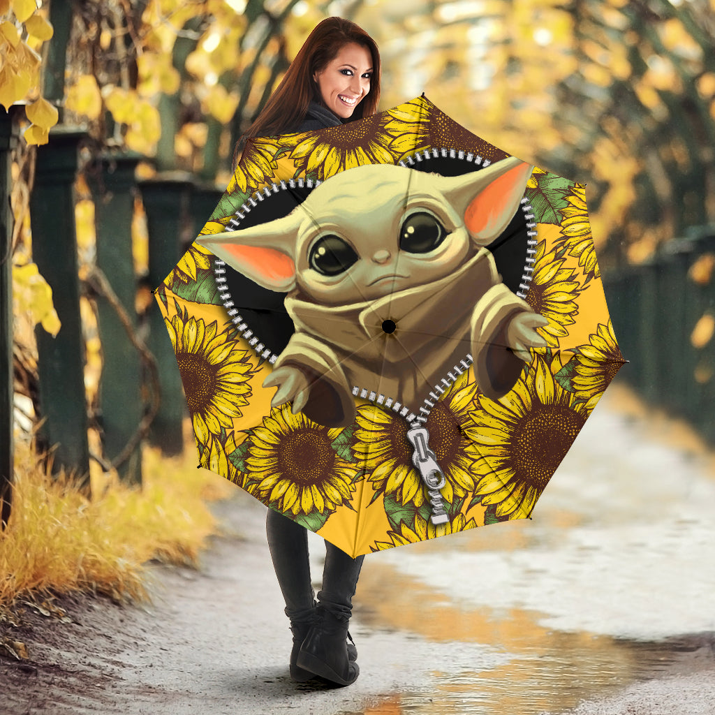 Baby Yoda Sunflower Zipper Umbrella Nearkii