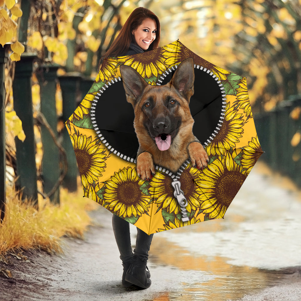 German Shepherd Sunflower Zipper Umbrella Nearkii