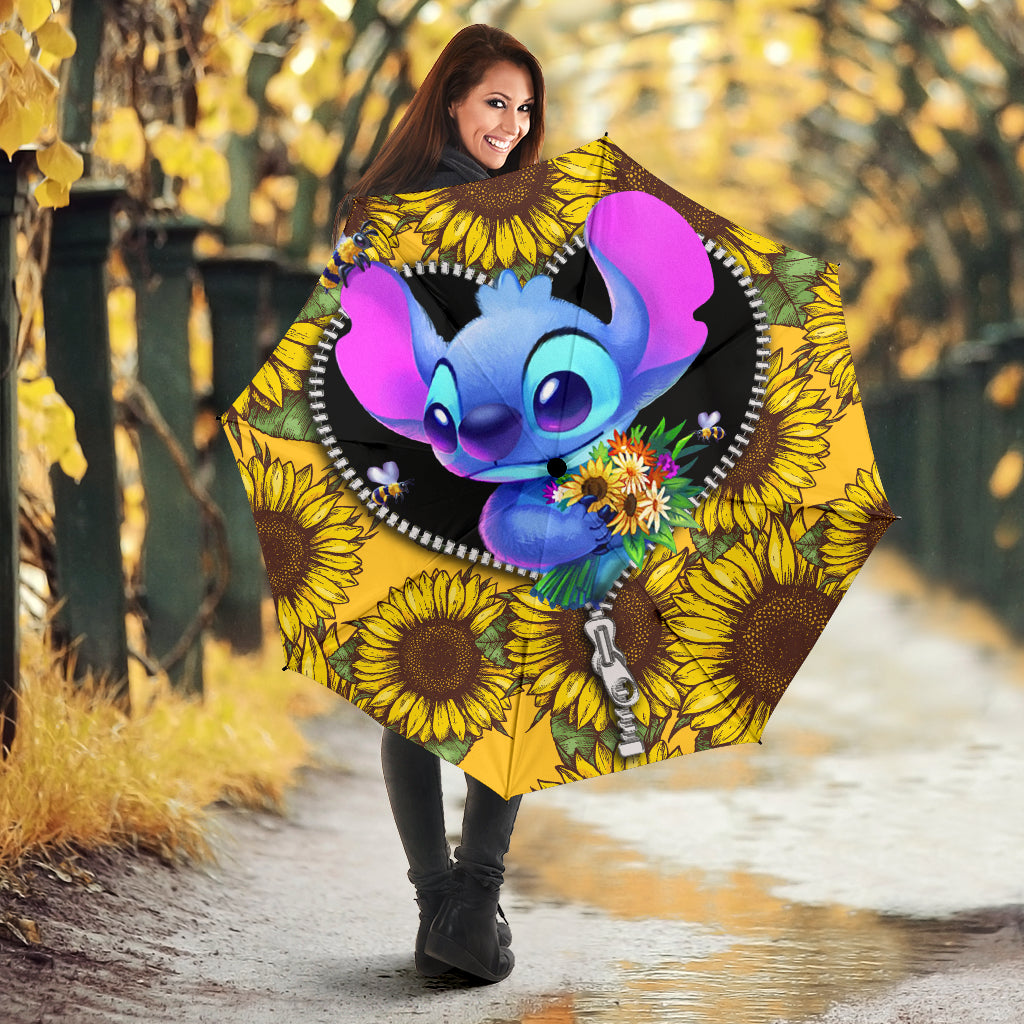 Stitch Sunflower Zipper Umbrella Nearkii