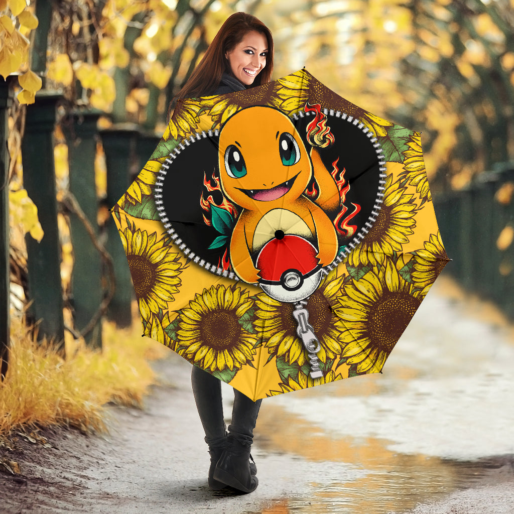 Charmander Pokemon Sunflower Zipper Umbrella Nearkii