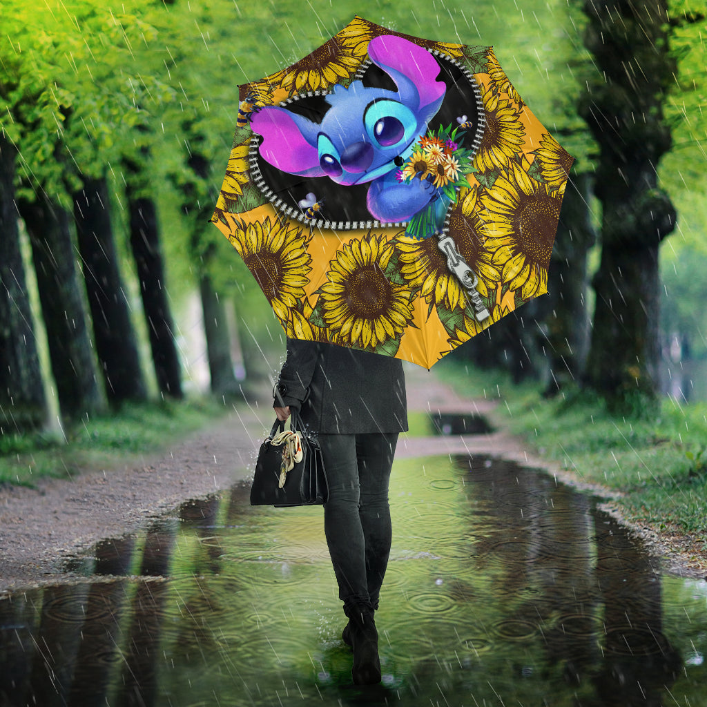 Stitch Sunflower Zipper Umbrella Nearkii