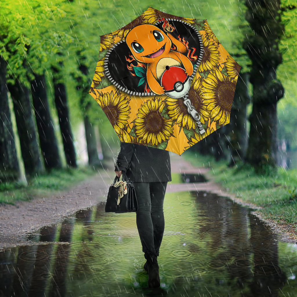 Charmander Pokemon Sunflower Zipper Umbrella Nearkii