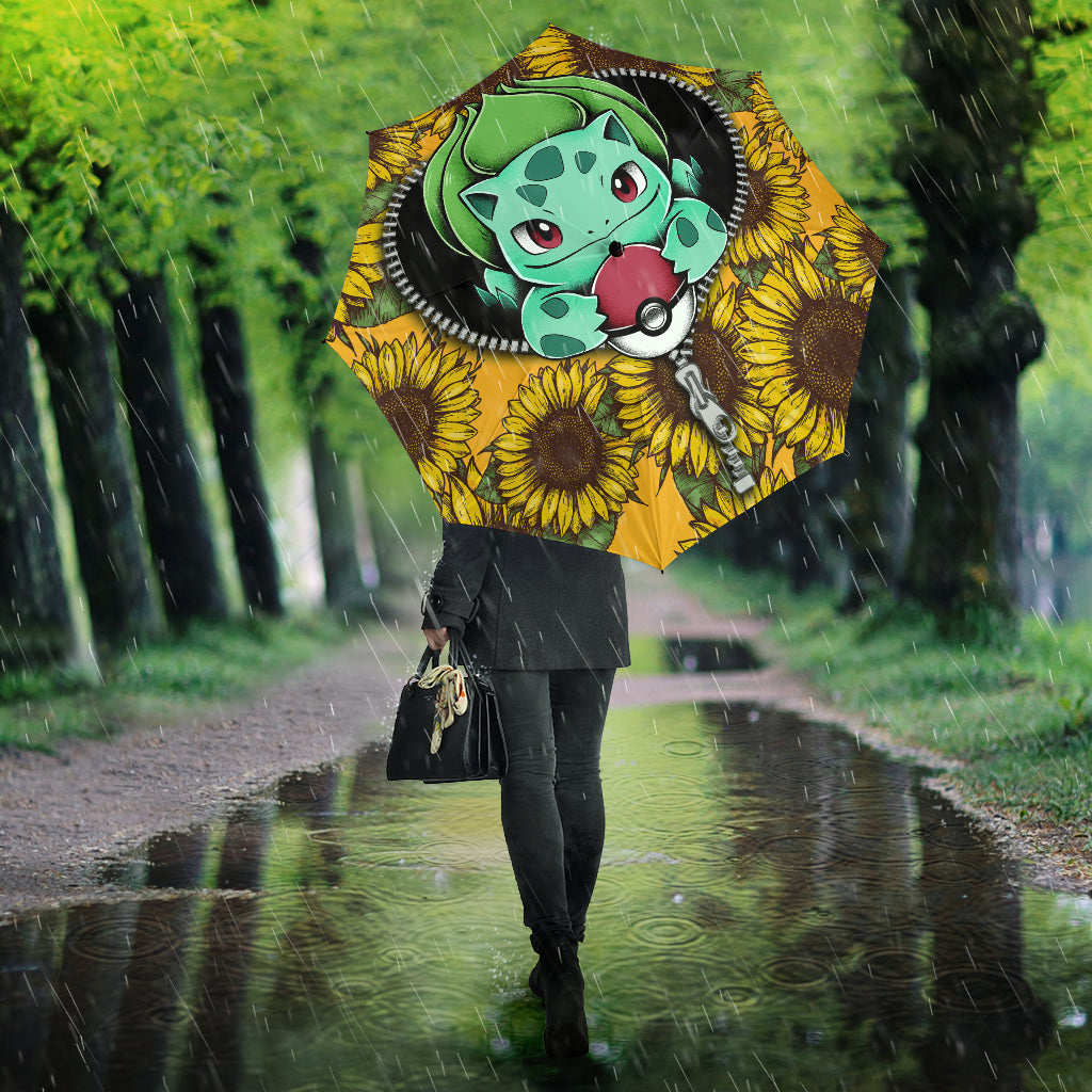 Bulbasaur Pokemon Sunflower Zipper Umbrella Nearkii