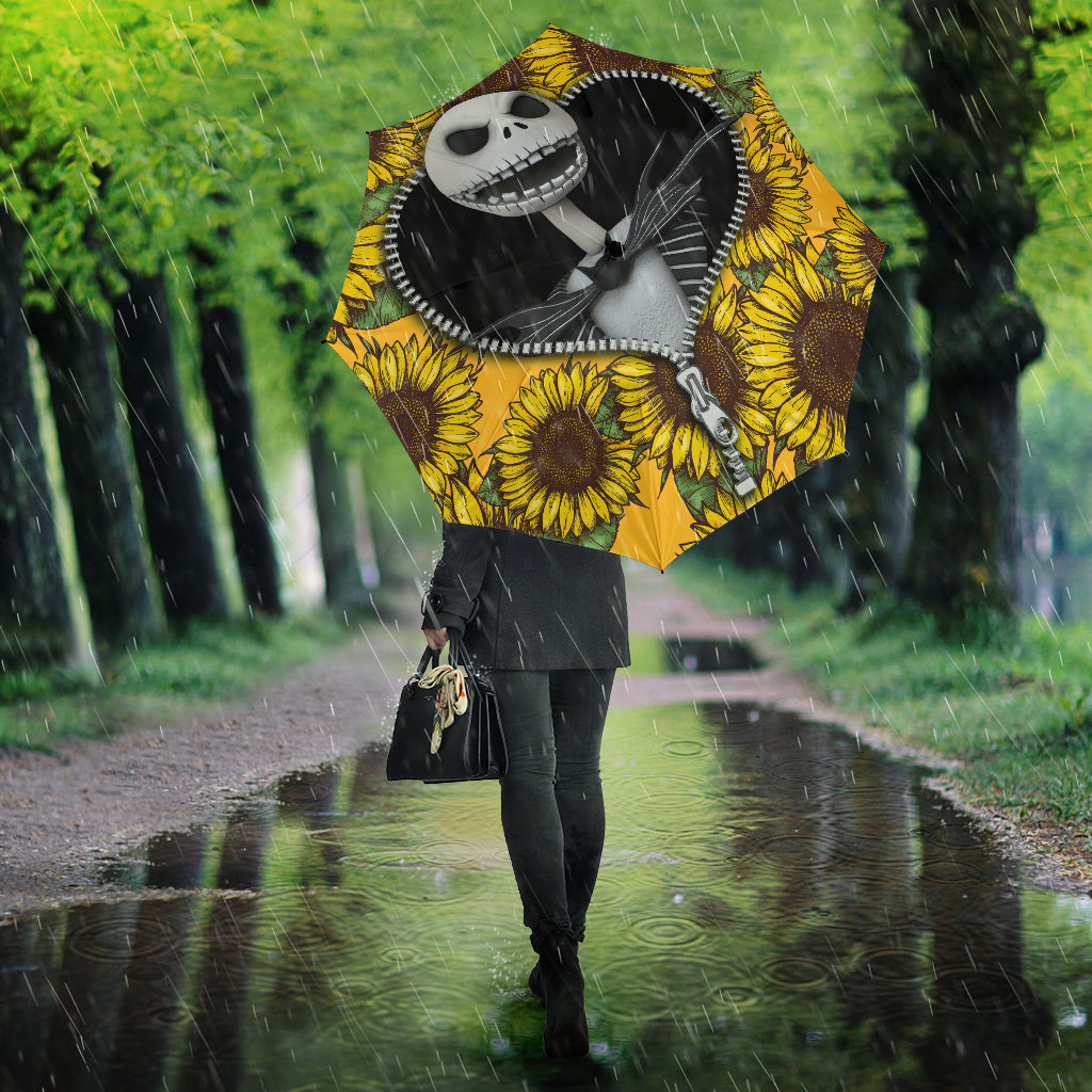 Jack Skellington Nightmare Before Christmas Sunflower Zipper Umbrella Nearkii