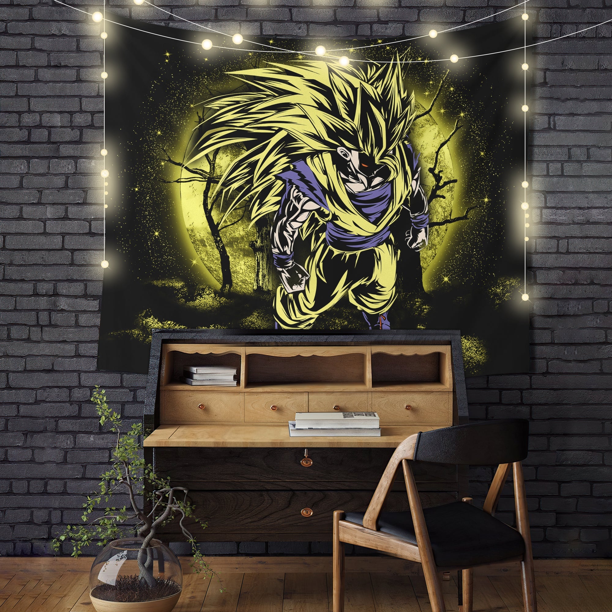 Goku Super Saiyan 3 Dragon Ball Moonlight Tapestry Room Decor Nearkii