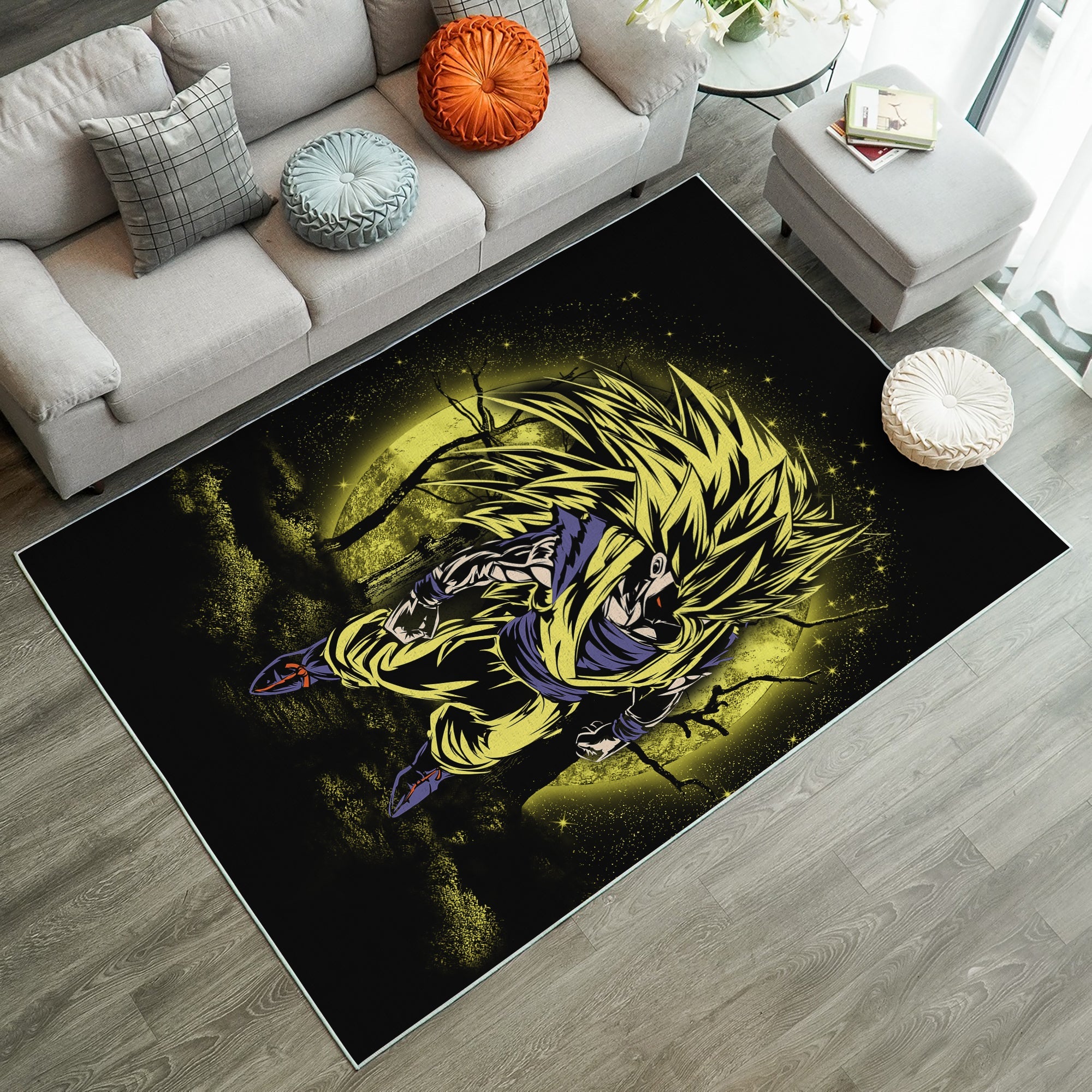 Goku Super Saiyan 3 Dragon Ball Moonlight Rug Carpet Rug Home Room Decor Nearkii