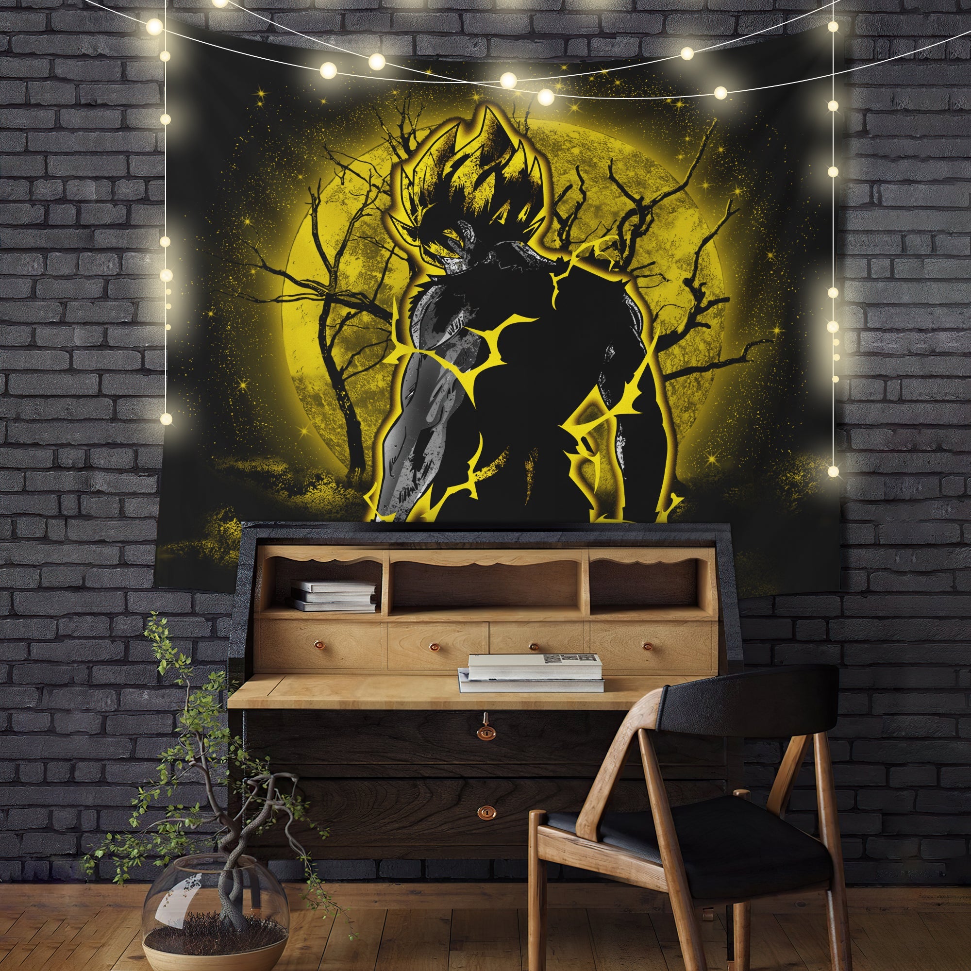 Goku Super Saiyan Moonlight Tapestry Room Decor Nearkii