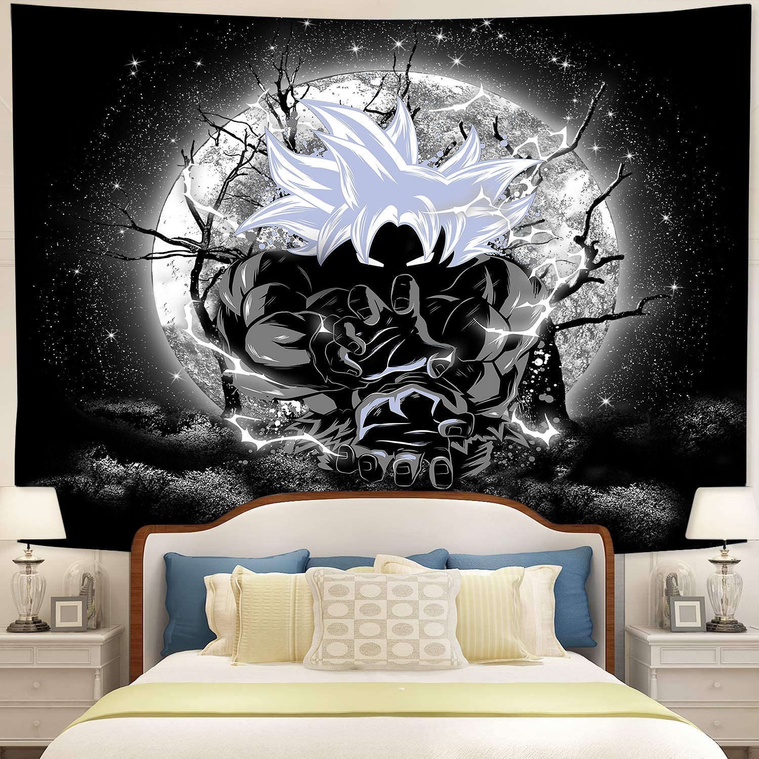 Goku Ultra Instinct Dragon Ball Moonlight Tapestry Room Decor Nearkii