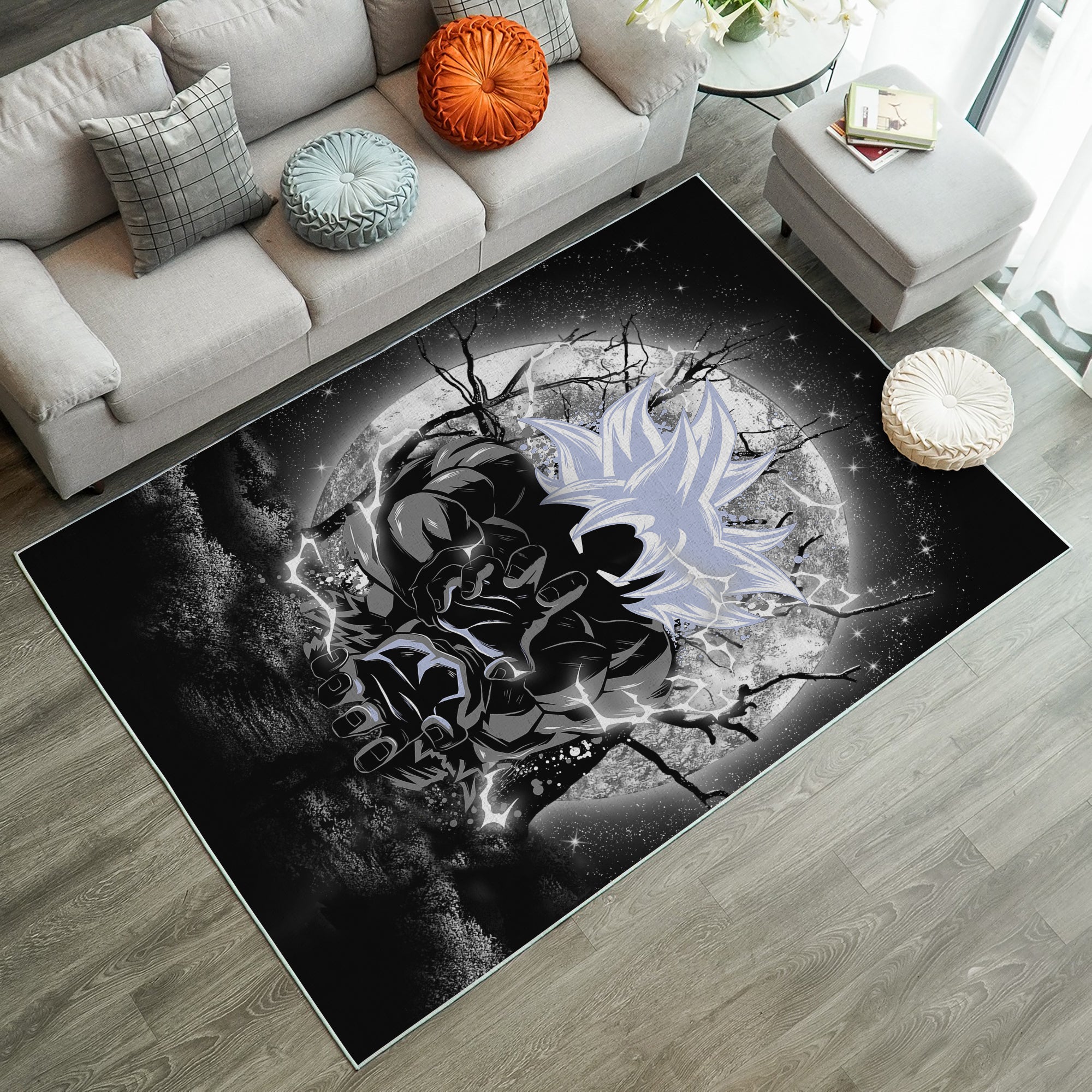 Goku Ultra Instinct Dragon Ball Moonlight Rug Carpet Rug Home Room Decor Nearkii