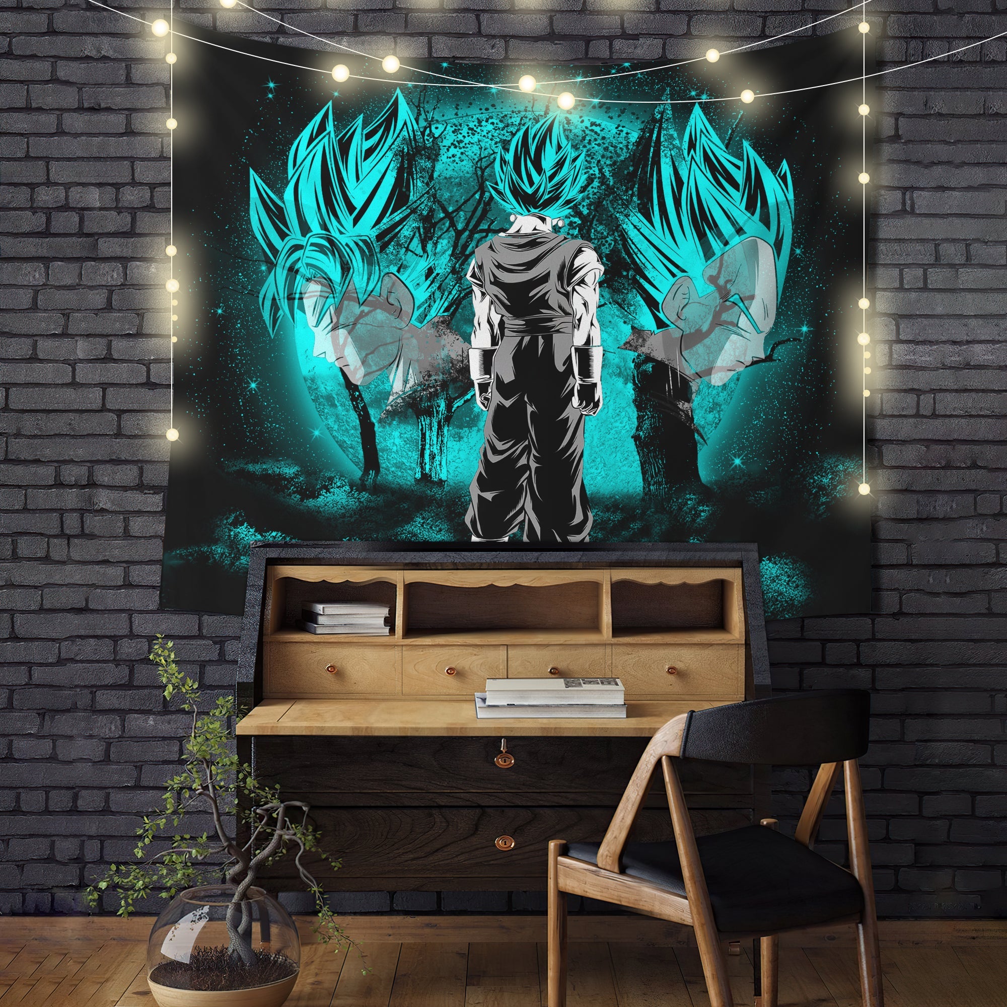 Goku Vegeta Vegito Blue Moonlight Tapestry Room Decor Nearkii