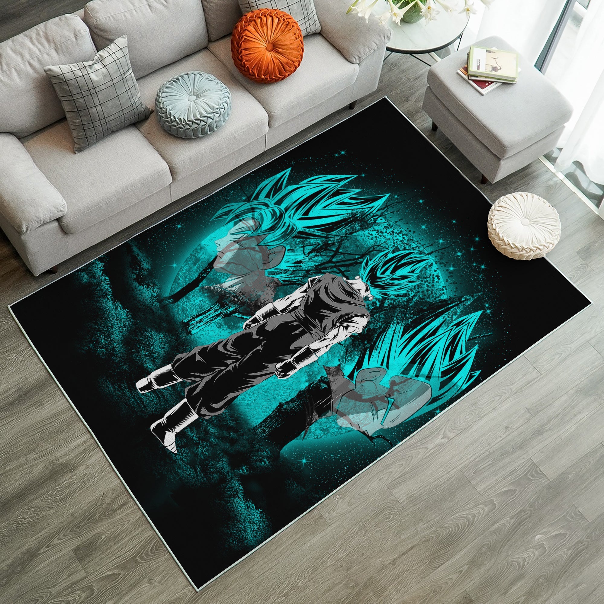 Goku Vegeta Vegito Blue Moonlight Rug Carpet Rug Home Room Decor Nearkii