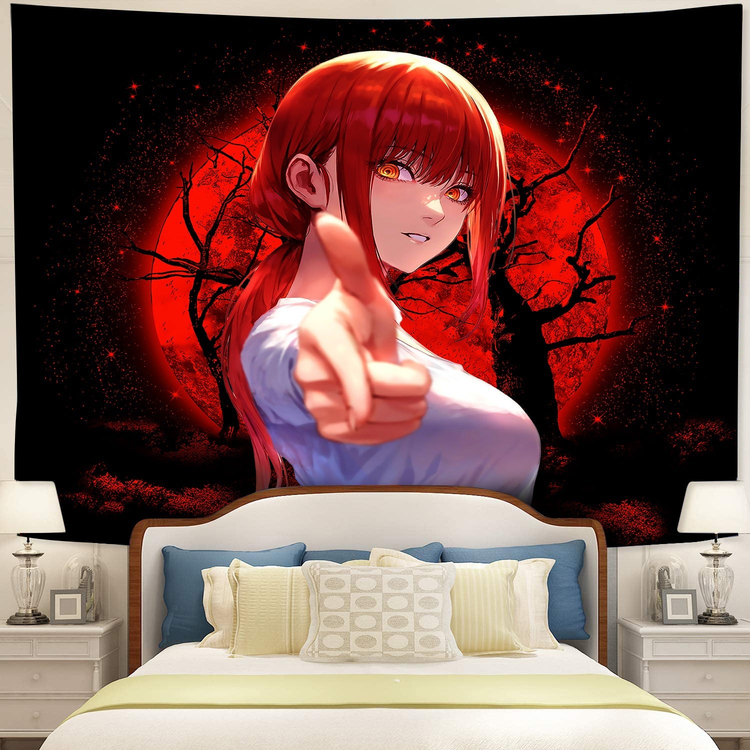 Makima Chainsaw Man 2 Moonlight Tapestry Room Decor Nearkii