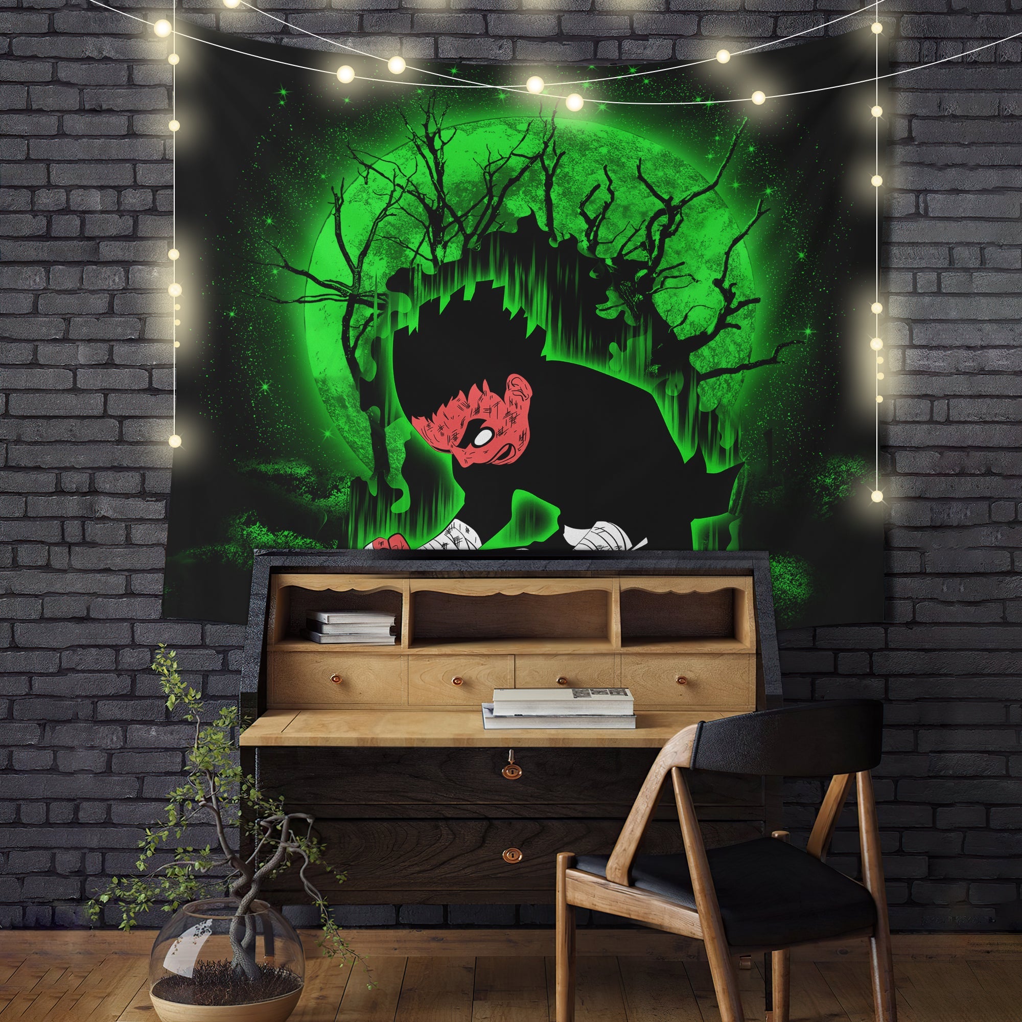 Rock Lee Power Up Moonlight Tapestry Room Decor Nearkii