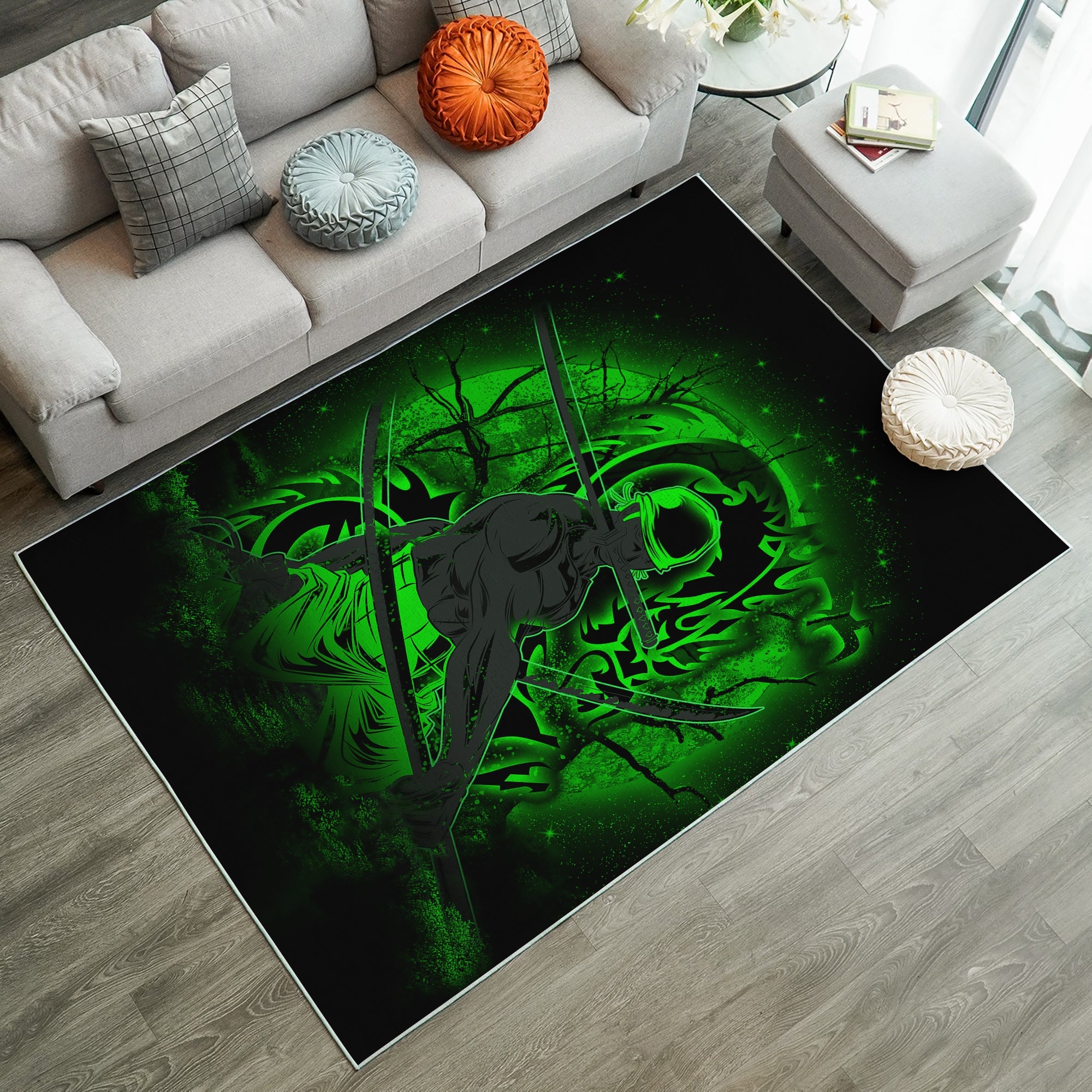 Zoro One Piece Moonlight Rug Carpet Rug Home Room Decor Nearkii