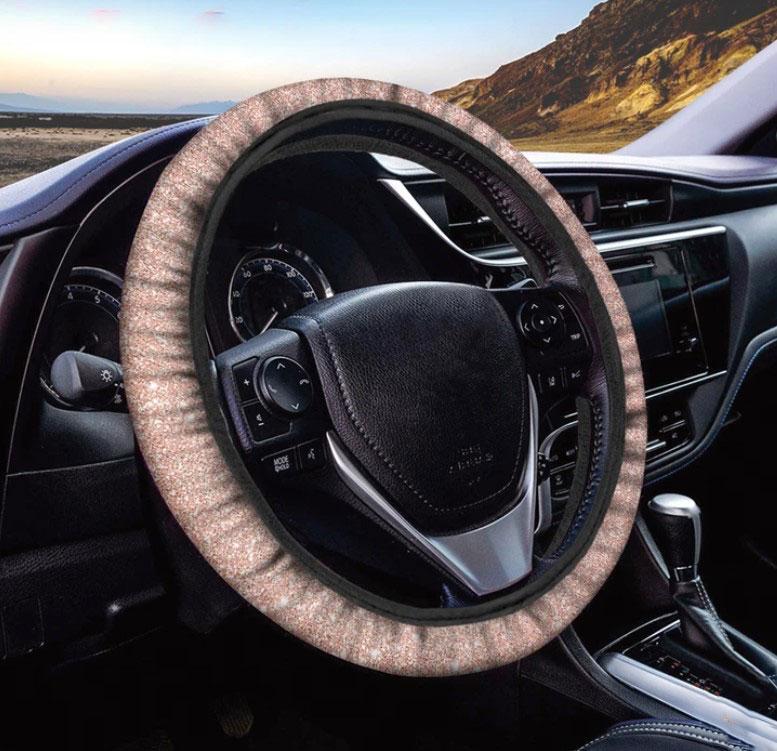 Rose Gold Glitter Texture Print Car Steering Wheel Cover Nearkii