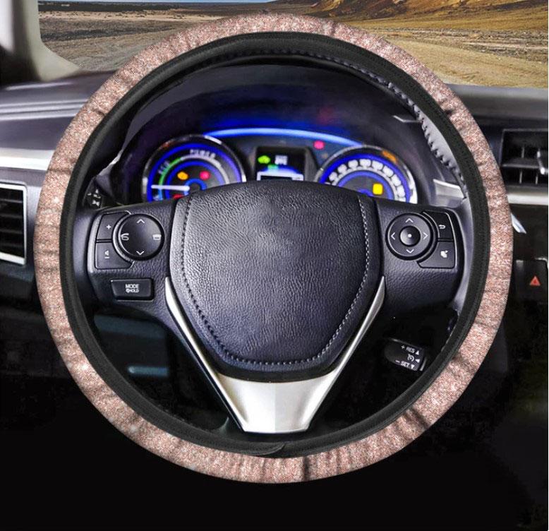 Rose Gold Glitter Texture Print Car Steering Wheel Cover Nearkii