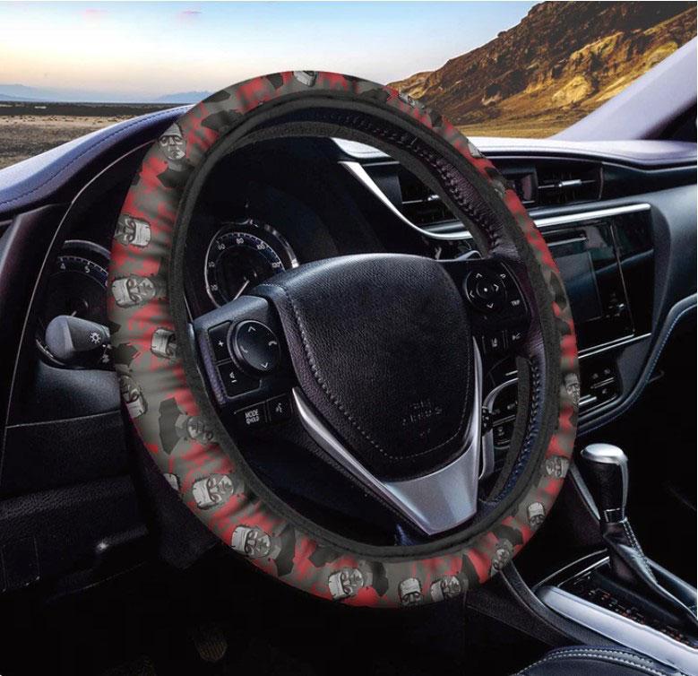 Horror Frankenstein Pattern Print Car Steering Wheel Cover Nearkii