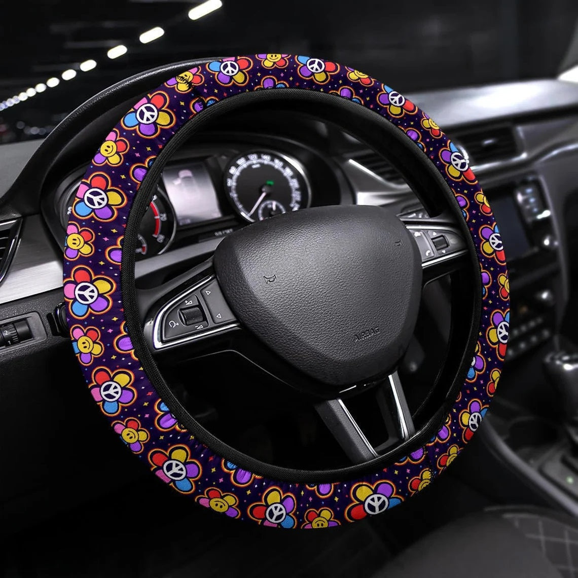 Groovy 60s Hippie Car Steering Wheel Cover Nearkii