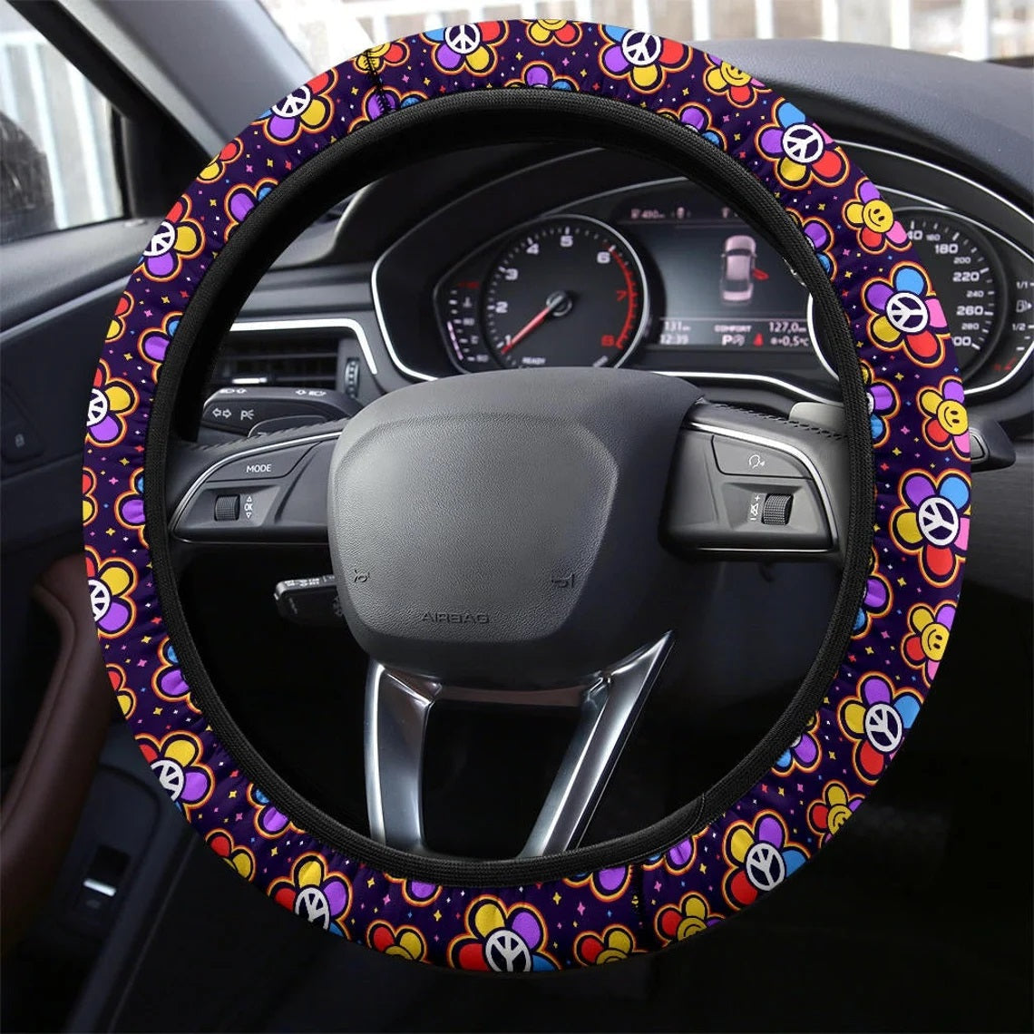 Groovy 60s Hippie Car Steering Wheel Cover Nearkii