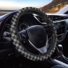 Grey And Black Checkered Pattern Print Car Steering Wheel Cover Nearkii