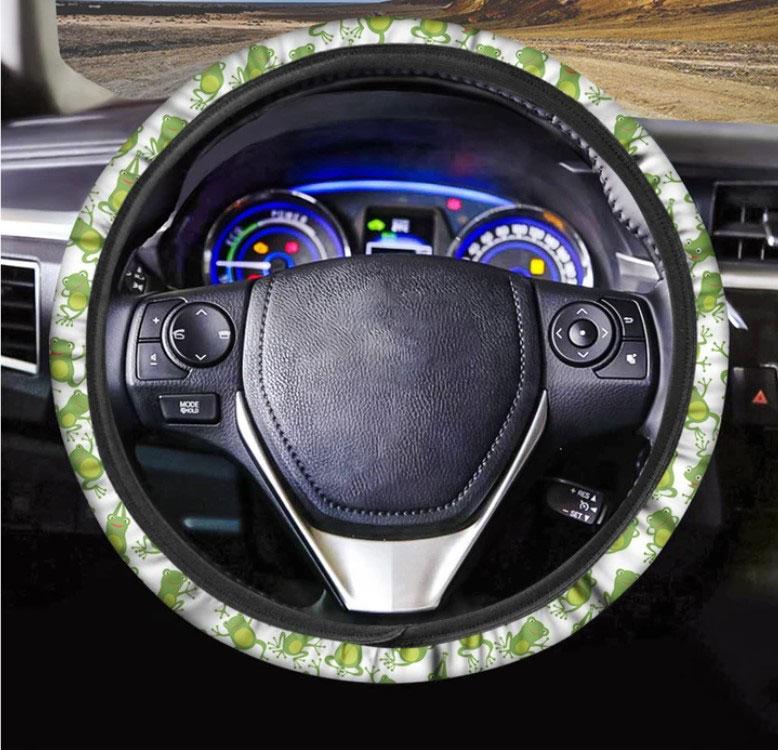 Cute Frog Pattern Print Car Steering Wheel Cover Nearkii