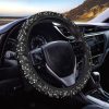 Black And White Music Note Pattern Print Car Steering Wheel Cover Nearkii