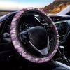 Pink Purple And Grey Camouflage Print Car Steering Wheel Cover Nearkii