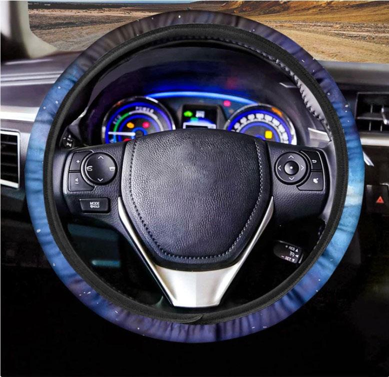 Dark Blue Galaxy Space Print Car Steering Wheel Cover Nearkii