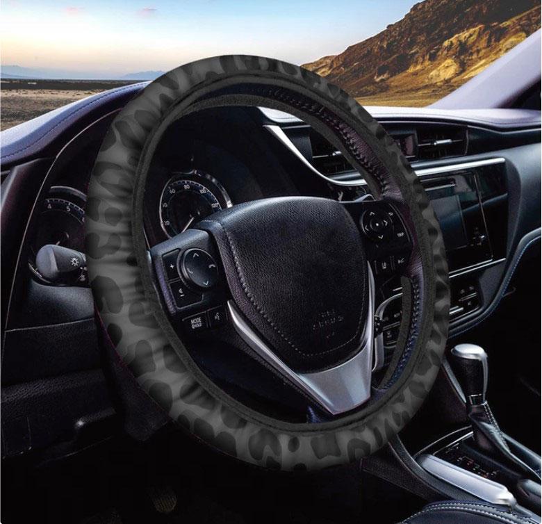 Black Leopard Print Car Steering Wheel Cover Nearkii