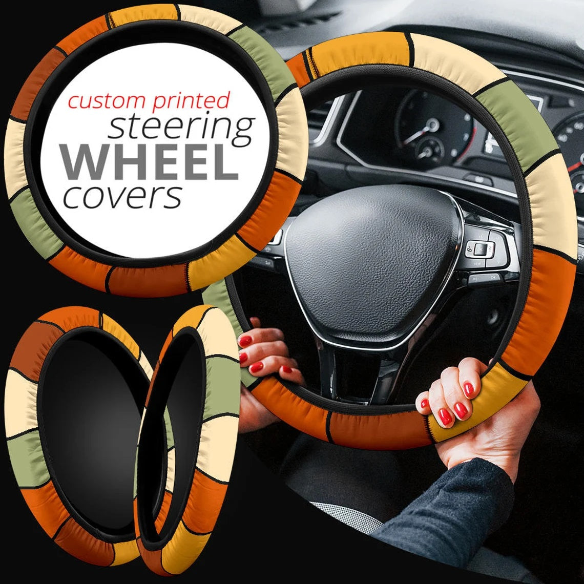 Retro Stripes Car Steering Wheel Cover Nearkii