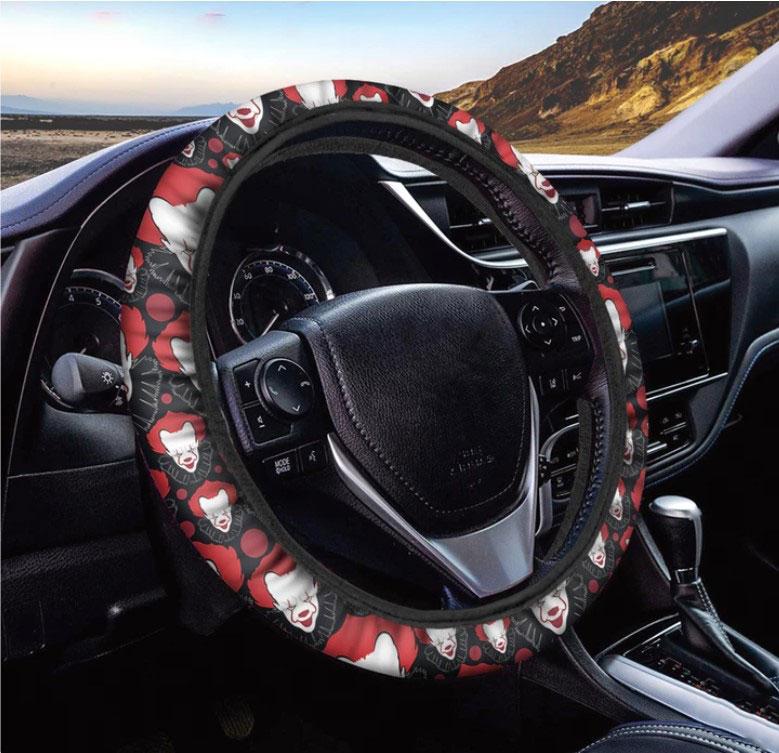 Halloween Scary Clown Pattern Print Car Steering Wheel Cover Nearkii