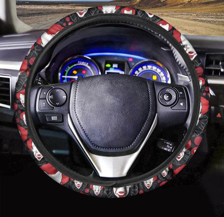 Halloween Scary Clown Pattern Print Car Steering Wheel Cover Nearkii