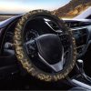 Gold Om Symbol Pattern Print Car Steering Wheel Cover Nearkii