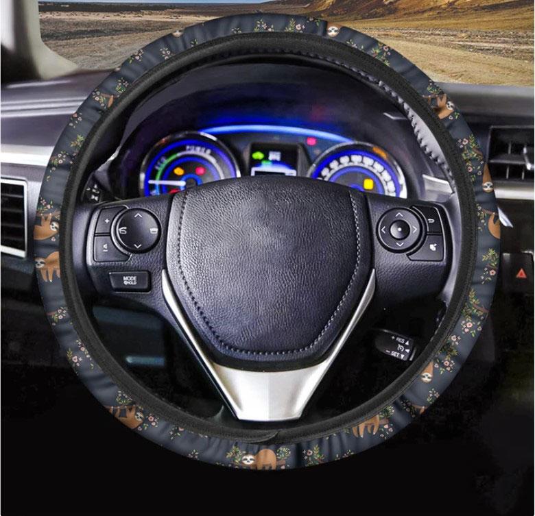 Cute Sloth Pattern Print Car Steering Wheel Cover Nearkii