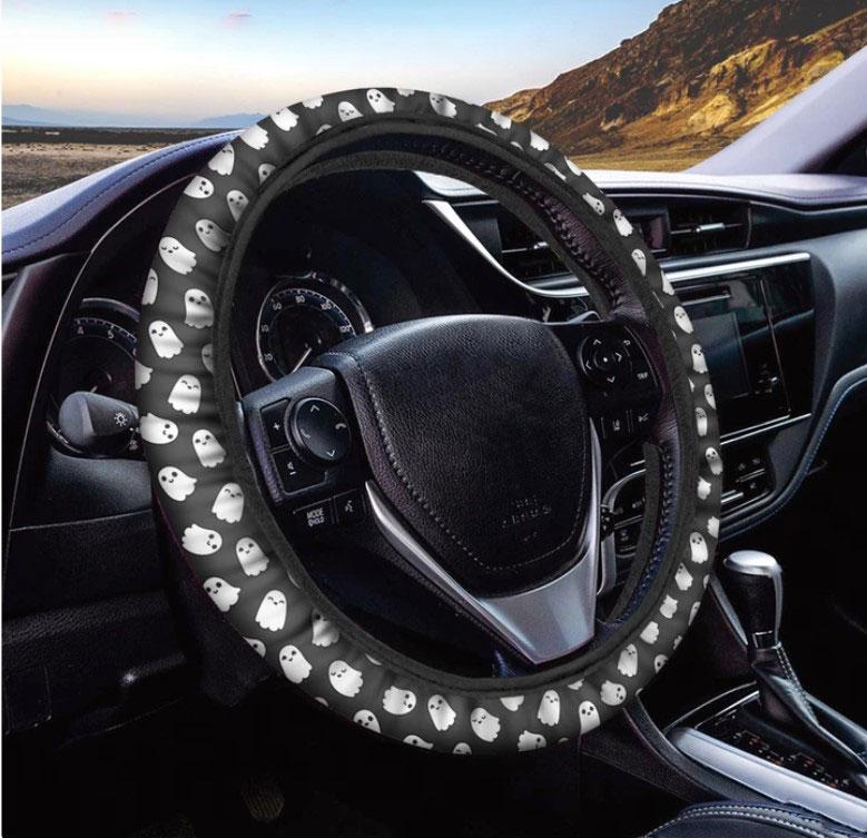 Cute Little Ghost Pattern Print Car Steering Wheel Cover Nearkii