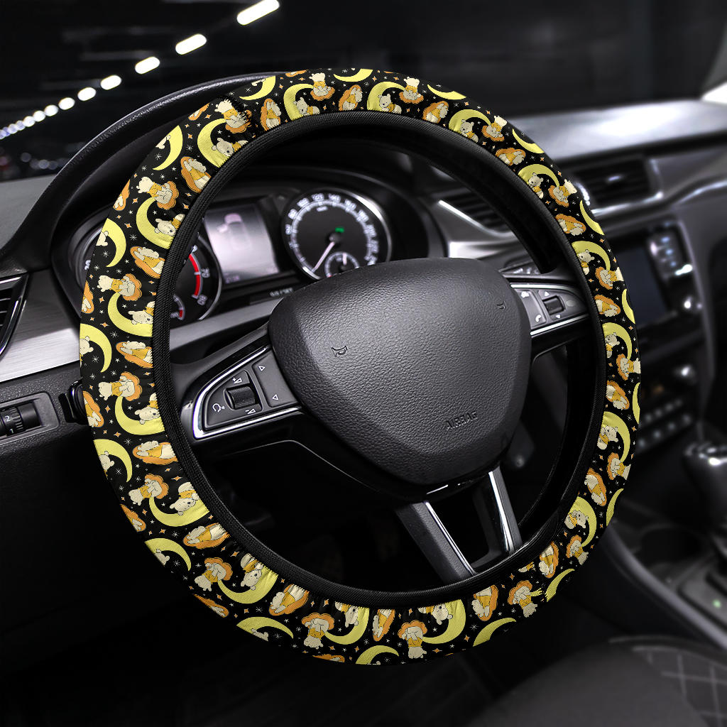 Winnie The Pood Moon Yellow Premium Car Steering Wheel Cover Nearkii