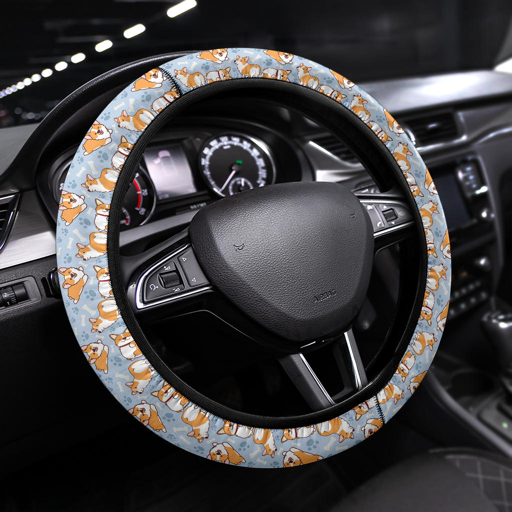 Corgi Cute Print Christmas Premium Custom Car Steering Wheel Cover Nearkii