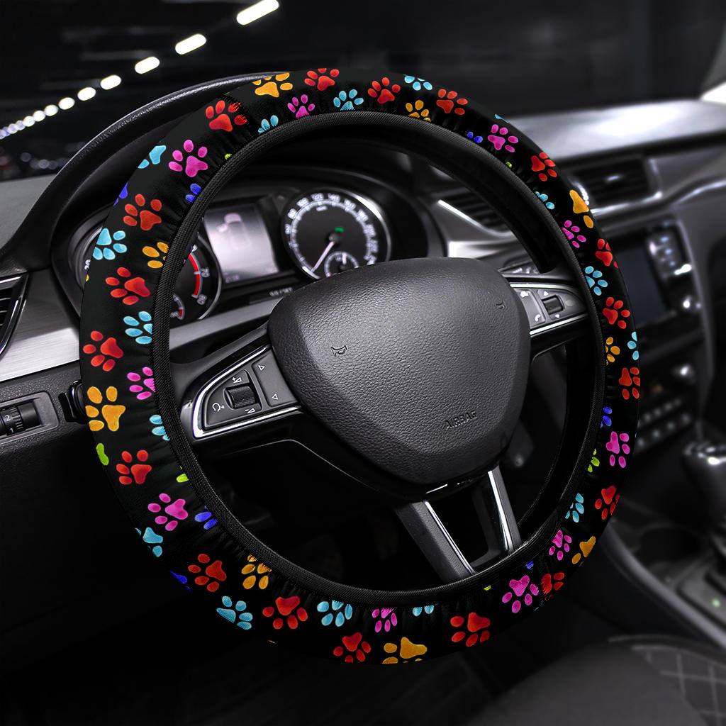 Cute Dog Footprint Premium Car Steering Wheel Cover Nearkii