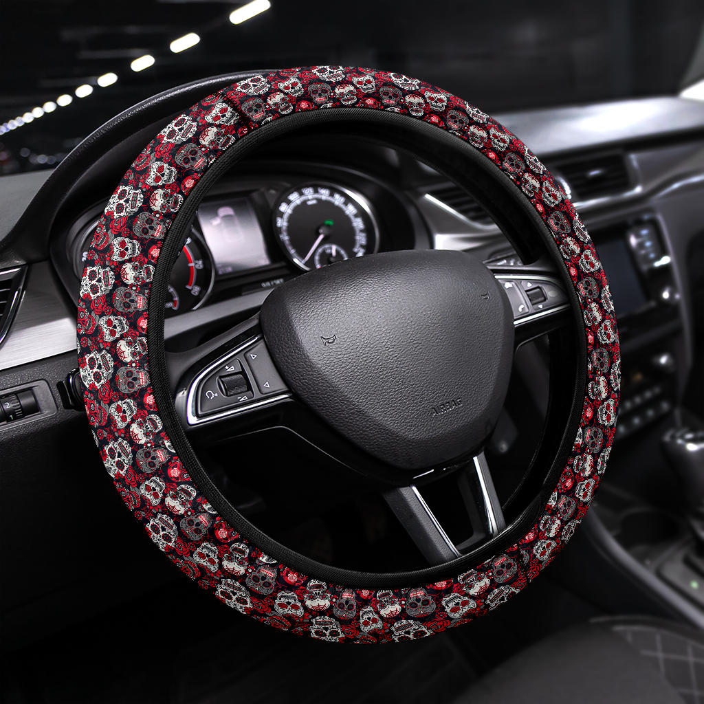 Suger Skull Pink Premium Car Steering Wheel Cover Nearkii