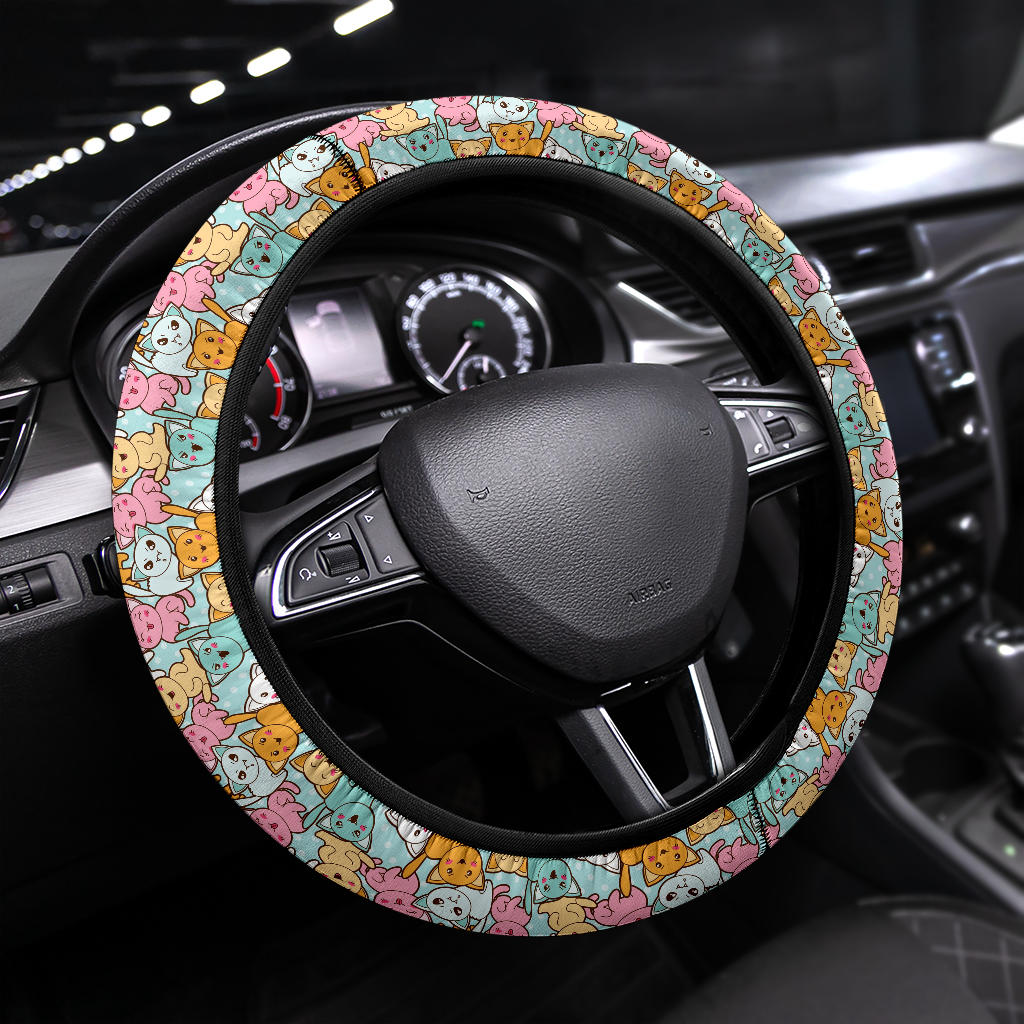 Kaiwai Cat Cute Premium Car Steering Wheel Cover Nearkii