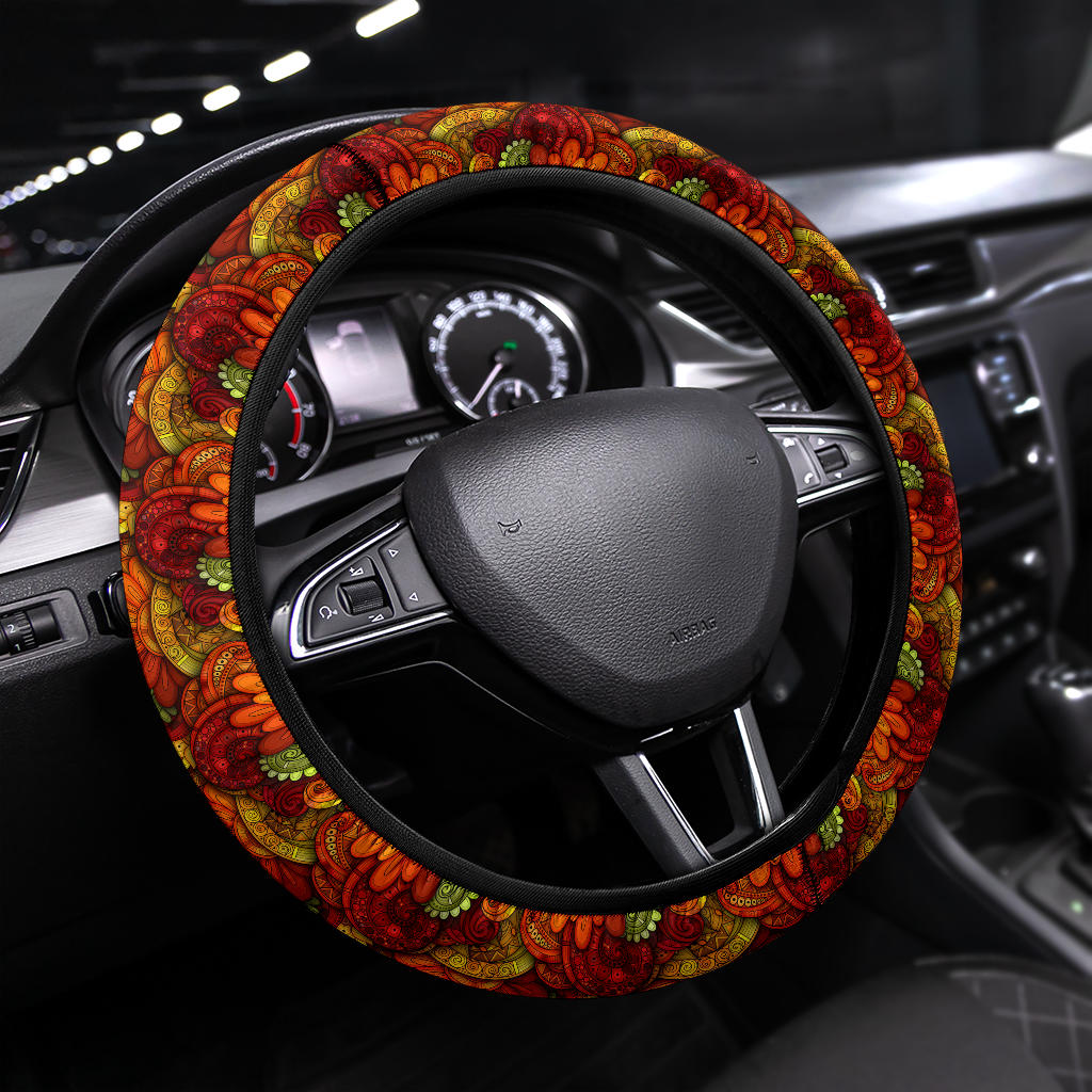 Flower Floral Retro Premium Car Steering Wheel Cover Nearkii