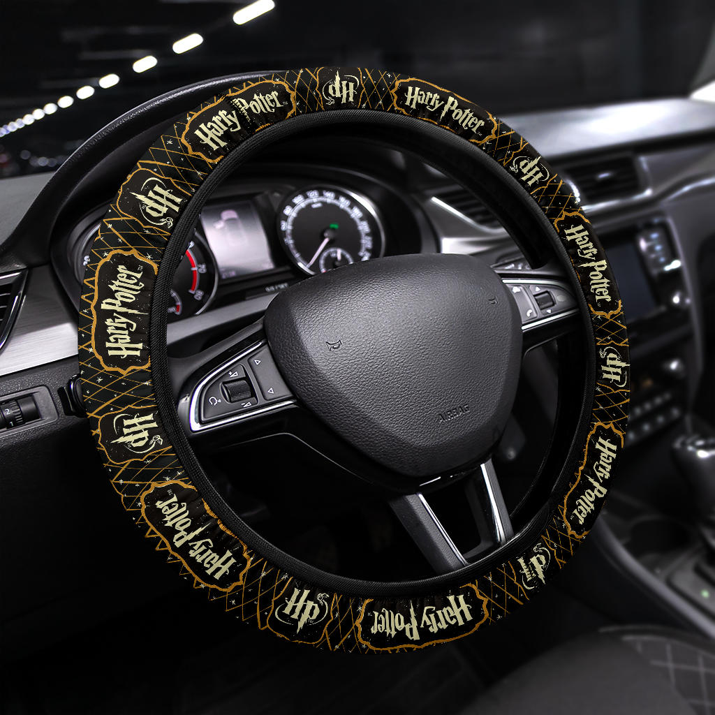 Harry Potter Farbic Yellow White Pattern Premium Car Steering Wheel Cover Nearkii