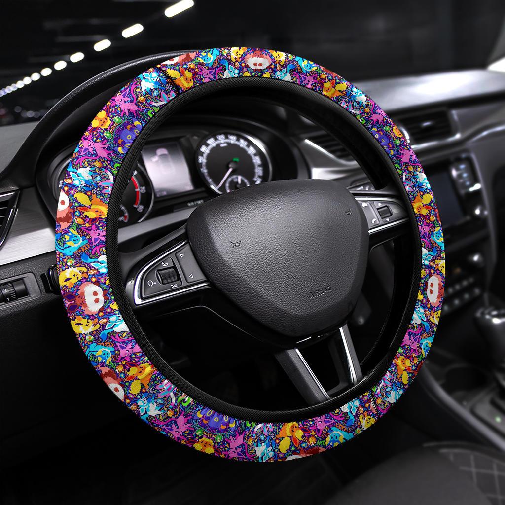 Pattern Pokemon Eevee Evoulution Color Car Steering Wheel Cover Nearkii