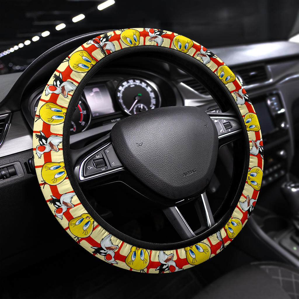 Looney Tunes Tweety Sylvester Premium Custom Car Steering Wheel Cover Nearkii