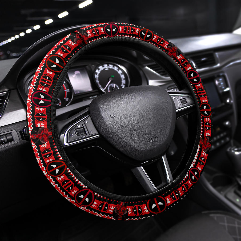 Deadpool White Christmas Premium Custom Car Steering Wheel Cover Nearkii