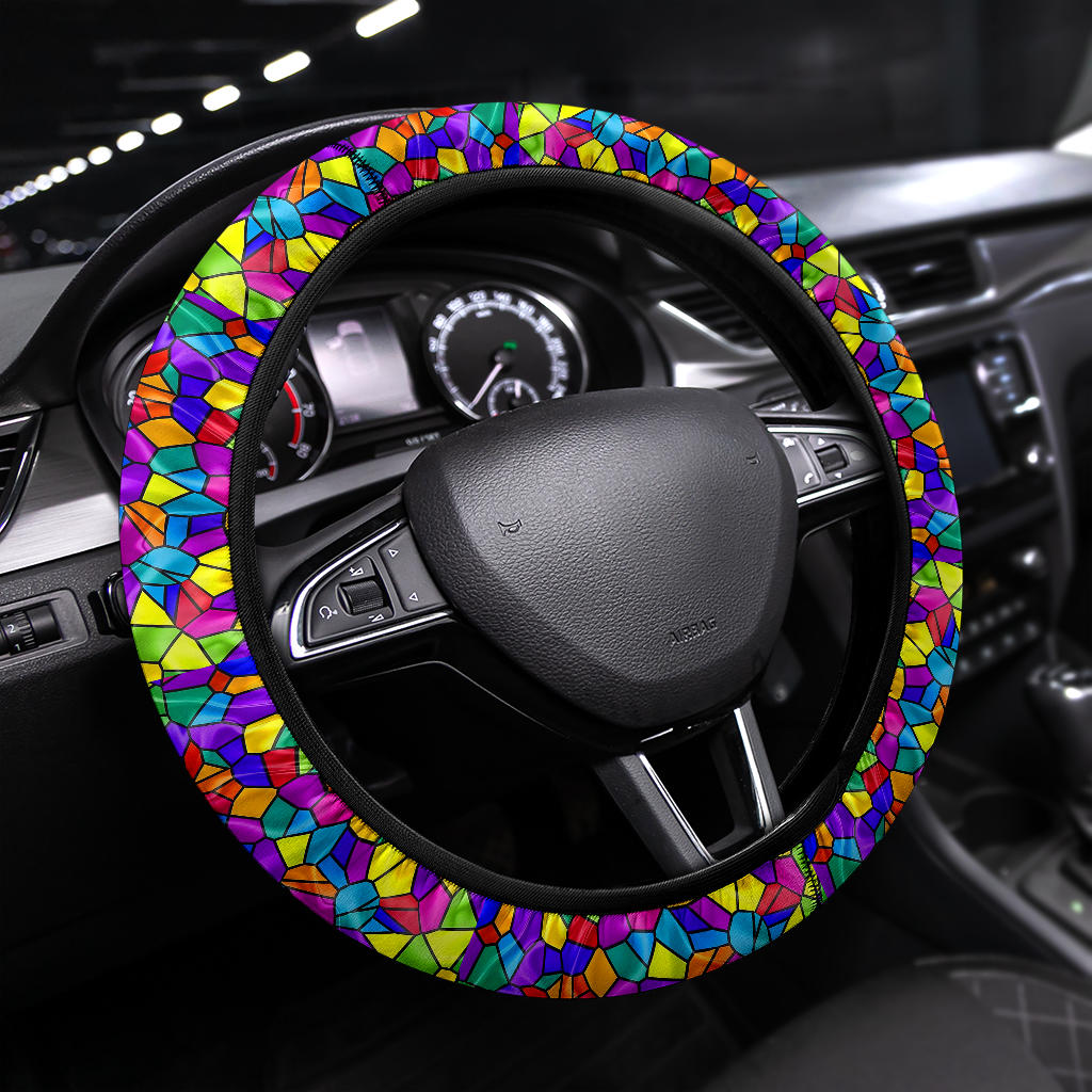 Stained Glass Rainbow Premium Car Steering Wheel Cover Nearkii