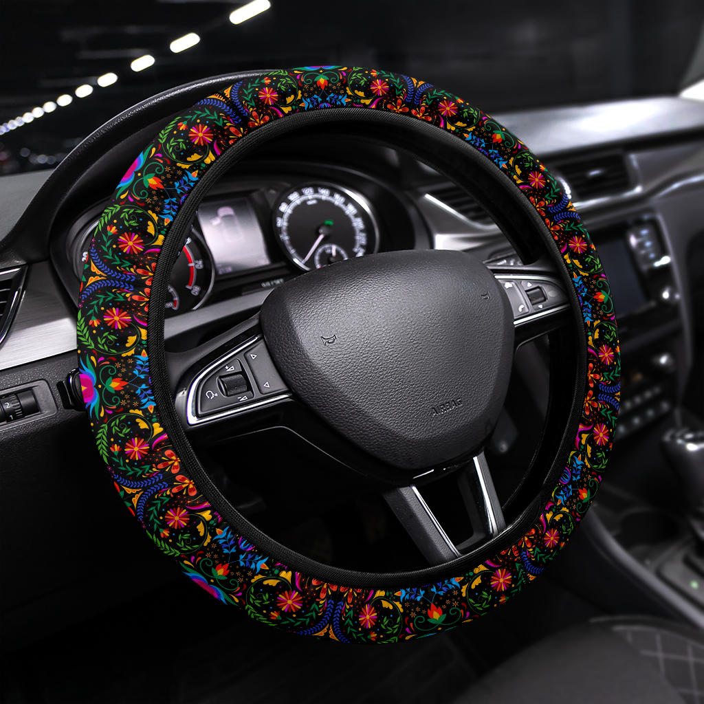 Color Mexican Bird Flower Premium Car Steering Wheel Cover Nearkii