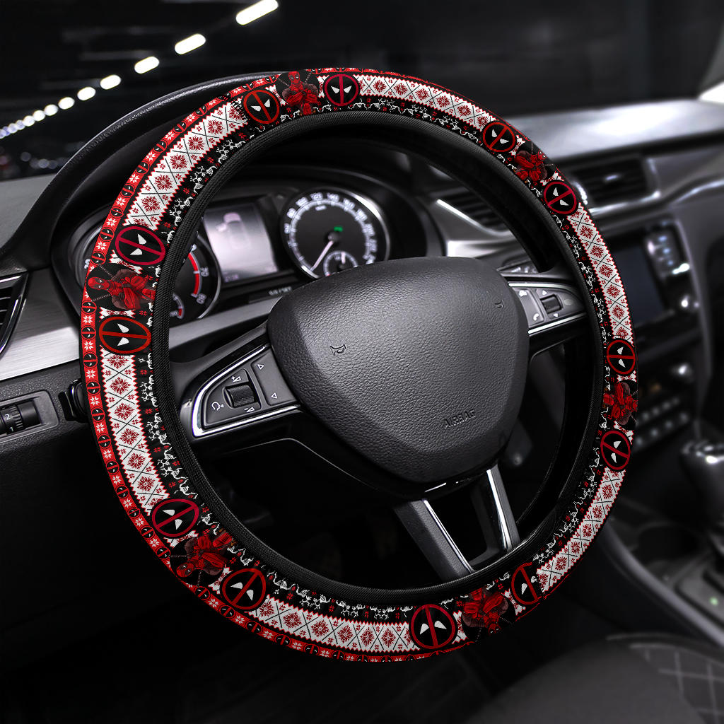 Deadpool Black Christmas Premium Custom Car Steering Wheel Cover Nearkii